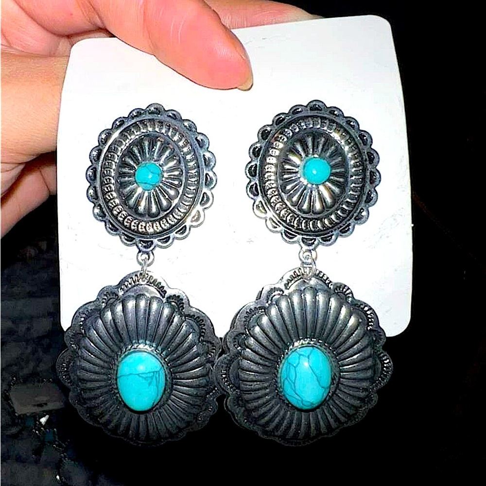 Turquoise Western Flower Earring